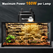 REPTITRIP Reptile Heat Lamp Fixture, Dual Light Fixture with Two Switches | Max 160W Each E26 Socket, Compatible with ceramic heat emitter, basking heat lamp, UVB bulb, for Bearded Dragon turtle lizard