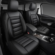 CAR PASS Faux Leather Car Seat Covers Front Seats Only, 3D Foam Support Car Seat Covers, Universal fit for Trucks Vans SUVs Sedans Automotive Comfortable, Airbag Compatible 2 Pieces Front Solid Black