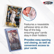 BCW Resealable Team Set Bags – 100 Count | Holds 35 Loose Cards or 5 Standard 35pt Toploaders | Fits Magnetics up to 108pt | Acid-Free Team Bags for Trading Cards & Shipping
