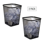 Mind Reader Mesh Trash Can, Waste Paper Basket, Square, Office, Metal Mesh, 9.75"L x 9.75"W x 12.25"H, Set of 2, Black