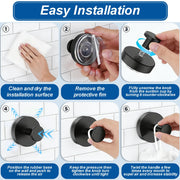 klasit Suction Cup Hooks for Shower, No-Drill Towel & Robe Hooks | Applicable To Bathroom, Glass Door, Mirror & Tile, 2 Pack, Matte Black – Ideal for Hanging Towels, Bathrobes & Loofahs