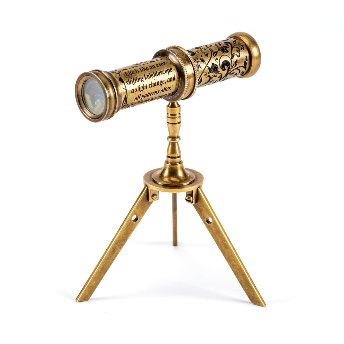 Antique Brass Kaleidoscope Gift for Men, Kids and Adults, Vintage Collectibles for Birthday, Christmas Any Occasion, Unique Gift Idea (with Tripod)