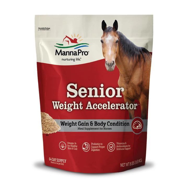 Manna Pro Weight Accelerator Horse Supplement, Meal Topper, Omega-3, 8 lb | High-Calorie Weight Gain Supplement, Omega-3 Fatty Acids & Flaxseed, Supports Muscle Condition & Body Weight