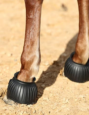 Harrison Howard Rubber Pull-on Bell Boots, Hoof Overreach Protection | 2/pack & 4/pack Options, Extra Thick Rubber for Durability, Upgraded Leather Touch Tape, Hoof Impact Guard, Horse Bell Boots