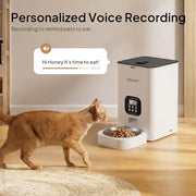 VOLUAS Automatic Cat Feeder, 4L Timed Dry Food Dispenser for Cats & Dogs | Programmable Portion Control, Up to 4 Meals Daily, Dual Power Supply, Power-Off Memory, 10-Second Voice Recorder