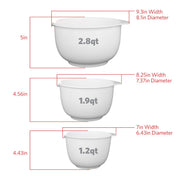 Glad Mixing Bowls with Pour Spout, Set of 3 | Nesting Design Saves Space | Non-Slip, BPA Free, Dishwasher Safe Plastic | Kitchen Cooking and Baking Supplies, White