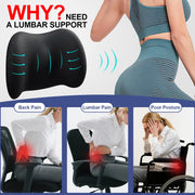 BYMECOST Lumbar Support Pillow for Car, Memory Foam Car Back Cushion | Car Seat Back Pillow for Driving, Adjustable Strap, Ergonomic Lower Back Support Pillow, Office Chairs and Wheelchairs