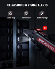 KAIWEETS Circuit Breaker Finder Tool Kit, GFCI Outlet Tester with Dual LED | Dual-Sided LED Indicators, Electrical Circuit Tracer Tool with Flashlight, Includes Carrying Case and Adapters- KT302P