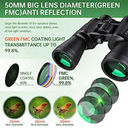 20x50 High Powered Binoculars for Adults, Waterproof Compact Binoculars with Low Light Vision for Bird Watching Hunting Camping Travel Cruise Hiking Sports Stargazing, Christmas Birthday Gifts for Men