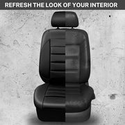 CAR PASS Faux Leather Car Seat Covers Front Seats Only, 3D Foam Support Car Seat Covers, Universal fit for Trucks Vans SUVs Sedans Automotive Comfortable, Airbag Compatible 2 Pieces Front Solid Black