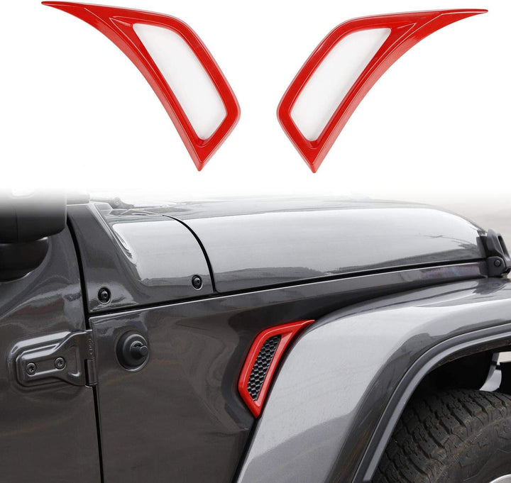 Voodonala for Jepp JL Side Air Conditioning Vent Cover Trim Fit for 2018-2026+ Jeep Wrangler JL JLU Gladiator JT 4xe, Exterior Side Fender Air Vent Decoration, ABS Red