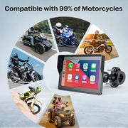 WonVon 5 Inch Motorcycle Carplay GPS Navigation System with Apple Carplay and Android Auto Portable Screen with Dual Bluetooth, Navigation, Siri, Google Assistant（Not Inchluded TPMS）