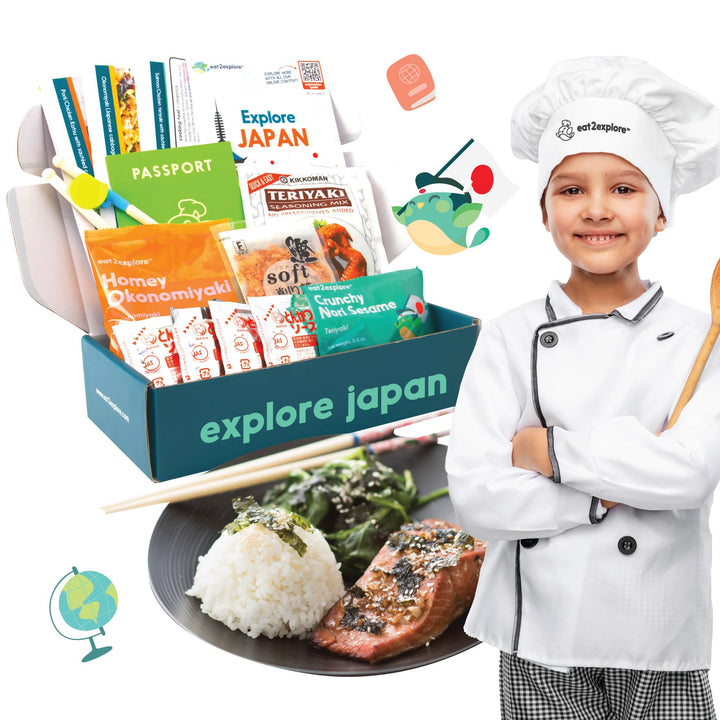 eat2explore Cooking Kits for Kids 17 Pcs – Interactive & Educational Kids Cooking Sets Real for Ages 5 and Up,3 Recipe Cards & Global Ingredients – Fun for Young Chefs (Japan Edition)