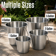Grip Stainless Steel Bucket (1 Gallon) - Great for Pets, Cleaning, Food Prep - Hang on Fences, Cages, Kennels - Home, Garage, Workshop