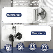disbam Waterproof No-Drilling Suction Cup Shower Hooks, Brushed Nickel | Strong Vacuum Hold | No Wall Damage | Durable 304 Stainless Steel | Perfect for Bathroom Towel, Robe & Shower Mirror
