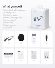 SHOKZ OpenRun Pro 2 Bone Conduction Bluetooth Sport Headphones, Black | Bundle with Reflective Strip；DualPitch premium sound；Open ear awareness; Smart Mic; IP55; 12H battery; Running/Cycling/Hiking