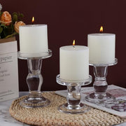 BTGLLAS 3-Piece Set of Glass Candlestick, Crystal Candlestick Holder Holder and Conical Candle, Christmas Candle Holder Decoration, Family Living Room Wedding Candle Holder (Clear)