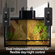 REPTI ZOO Dual Reptile Light Fixture for Reptile Dome UVB Lamp Fixture Dual Reptile Reflector Dome Lamp Cap Combo Integration Design Heat Lighting Lamp Kit