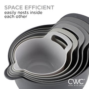 COOK WITH COLOR Nesting Plastic Mixing Bowl Set with Pour Spouts and Handles, Gray, 6 Piece Non-Slip