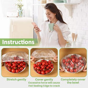 MAQIHAN 100 Bowl Covers Bread Proofing - Extra Large Plastic Wrap for Food | Stretch Elastic Food Covers for Outside, Reusable Shower Caps for Sourdough Bread Starter Basket, Baking Essential Supplies