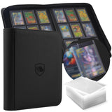 Top Loader Binder 9 Pocket, Holds 360 Toploaders, 100 Toploaders INCLUDED | Toploader Binder for 3" x 4" Rigid Toploaders, Trading Card Binder for TCG, MTG, Sport Cards, PU Leather Cover, Side Loading