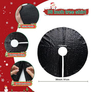 Poise3EHome Black Christmas Tree Skirt, 36 Inch Sequin Tree Skirt | Christmas Halloween New Year Tree Base Decor for Living Rooms Entryways Offices and Covered Patios
