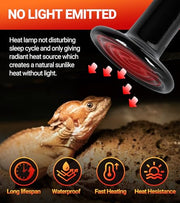 REPTI ZOO 100W Reptile Heat Lamp 2Pack Ceramic Heat Emitter Night Heat Lamp Bulbs Reptile Terrarium Heat lamp Tank Heat Bulb for Turtle Bearded Dragon Gecko Lizard Snake Chicken E26