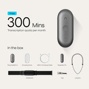 Plaud NotePin S Wearable AI Voice Recorder, Transcribe & Summarize, Black | AI Note Taker for Meetings Interviews, Professionals, Teams, 112 Languages, App Control, Find My, 4 Accessories