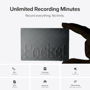 Pocket AI Voice Recorder, Auto Transcription, AI Note Taker, Space Grey | Recording Device, Action Items, Mind Maps, Ask Pocket, 4-Day Battery, MagSafe, iOS & Android