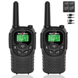 Walkie Talkies Long Range for Adults, Rechargeable FRS Two-Way Radio, 2Pack | NOAA weather alert. 1200mAh Li‑ion battery supports USB‑C charging. LED flashlight and VOX hands‑free function for Outdoors.
