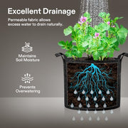 VIVOSUN 5-Pack 5 Gallon Plant Grow Bags Fabric Pots with Handles | 300G Thickened Nonwoven Fabric, Excellent Drainage, Healthy Root Growth, BPA-Free, Reusable