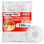 MAQIHAN 100 Bowl Covers Bread Proofing - Extra Large Plastic Wrap for Food | Stretch Elastic Food Covers for Outside, Reusable Shower Caps for Sourdough Bread Starter Basket, Baking Essential Supplies
