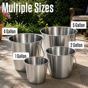 Grip Stainless Steel Bucket (1 Gallon) - Great for Pets, Cleaning, Food Prep - Hang on Fences, Cages, Kennels - Home, Garage, Workshop