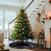 Poise3EHome Black Christmas Tree Skirt, 36 Inch Sequin Tree Skirt | Christmas Halloween New Year Tree Base Decor for Living Rooms Entryways Offices and Covered Patios