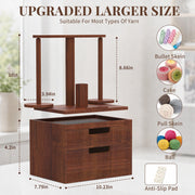 GloTika Wooden Yarn Holder with Double Drawer and 2 Magnetic Spindles | Handcrafted, Tangle-Free Spinning, Anti-Slip Weighted Base, Phone Stand, Easy Assembly, Gift for Knitters, Solid Build