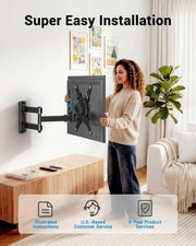 Pipishell Full Motion TV Wall Mount for Echo Show 21/15 and 13-43 Inch Flat Curved Screen TVs & Monitors, Max VESA 200x200mm up to 44lbs, TV Mount Wall Bracket with Rotation Swivel Tilt Extension