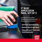 Griot's Garage 3" Blue Applicator Pads for Car Detailing, Foam Sponges for Use with Liquid, Gel, and Cream Dressings, and More, 11249, Set of 3