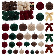 SHareconn 80pcs Velvet Christmas Tree Balls Ornaments Set Decorations Red