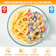 Glass Mixing Bowls with Lids Set of 5(4.78QT,2.2QT,1.7QT,1.1QT,0.85QT),Thick Glass Nesting Bowls for Kitchen Baking,Cooking Prep,Storage,Serving,Large Salad Bowls,Dishwasher Microwave Freezer Safe