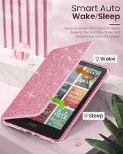 MoKo Case for 7" Kindle Paperwhite 12th Gen & Colorsoft 2024, Glitter Pink | Scratch-Proof, Sparkly Clear Back, Full Protection, Light Shell, Auto Wake/Sleep,for Kindle Paperwhite & Colorsoft 2024/2025