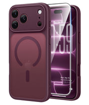 FNTCASE for iPhone 18 Pro Max / 17 Pro Max Case Fit for MagSafe Burgundy | Translucent Magnetic Slim Shockproof Protective Cover with Screen Protector, Military Grade Drop Protection
