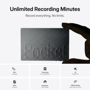 Pocket AI Voice Recorder, Auto Transcription, AI Note Taker, Space Grey | Recording Device, Action Items, Mind Maps, Ask Pocket, 4-Day Battery, MagSafe, iOS & Android