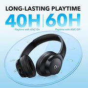 Soundcore by Anker Q20i Hybrid Active Noise Cancelling Headphones, Black | Over-Ear, Bluetooth, 40H ANC Playtime, Hi-Res Audio, Big Bass, Transparency Mode, Customize via App, Travel, Home, Office