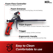 Expanding Spray Foam Gun, 1 Insulation Dispensing Guns + 9 Extenders | Heavy Duty Metal Body Dispensing Foam Gun insulation Applicator, Suitable for Caulking, Filling, Sealing, Heat insulation