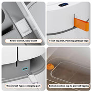 MOPUP Bathroom Trash Can, Automatic Bagging Garbage Can, 3.5 Gallon Slim Smart Small Plastic Trash Bin, Narrow Motion Sensor Trash Can for Bedroom, Office White