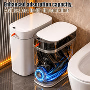 MOPUP Bathroom Trash Can, Automatic Bagging Garbage Can, 3.5 Gallon Slim Smart Small Plastic Trash Bin, Narrow Motion Sensor Trash Can for Bedroom, Office White