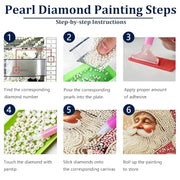Pearl Diamond Art Kit for Adults, 3D DIY Diamond Art Kits for Santa Claus | Christmas DIY Special Shape Plastic Pearl Painting Kit With Gem Art Crafts For Beginners,Home Wall Decor 13.8 x 13.8 Inch