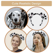 Beviliu Dalmatian Dog Ears Headband - Realistic Puppy Hairband Fluffy Adult Dogs Costume for Halloween Party Cosplay Washing Makeup