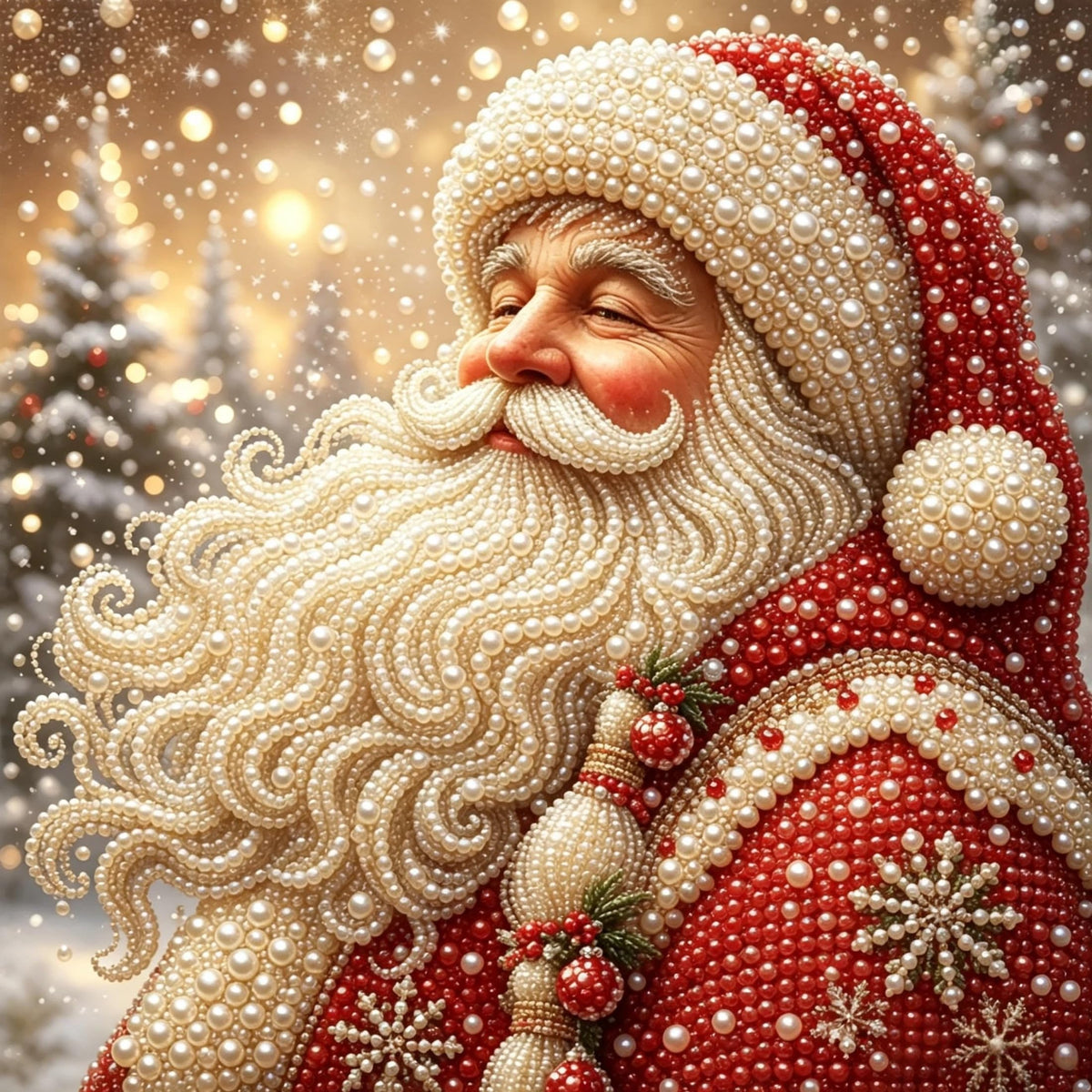 Pearl Diamond Art Kit for Adults, 3D DIY Diamond Art Kits for Santa Claus | Christmas DIY Special Shape Plastic Pearl Painting Kit With Gem Art Crafts For Beginners,Home Wall Decor 13.8 x 13.8 Inch