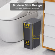 N. NETDOT 3 Pack 10 Liter Small Trash Can with lid, 2.6 Gallon,Garbage Can Slim Trash Bin Waste Basket for Bathroom,Kitchen,Bedroom,Living Room,Office,Laundry - Black